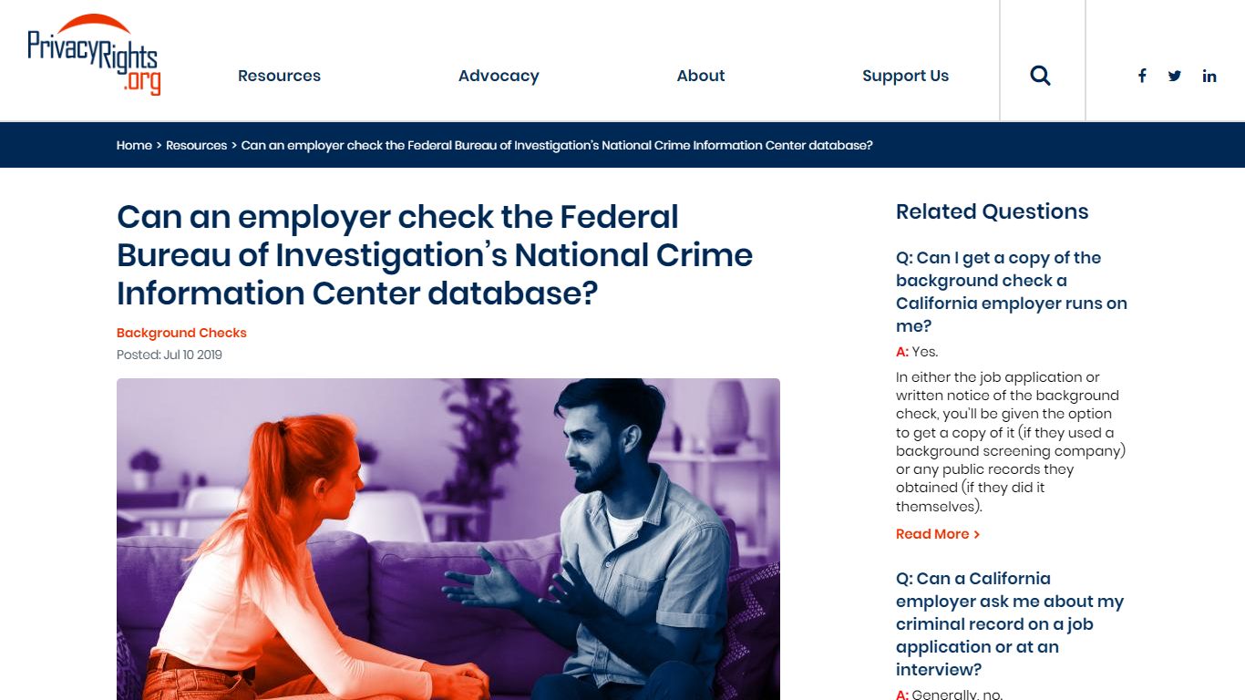 Can an employer check the Federal Bureau of Investigation’s National ...